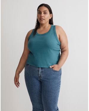 MW Plus Softfade Cotton Boxy-Crop Tank - Blue