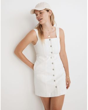 MW Denim Button-Front Mini Dress - White