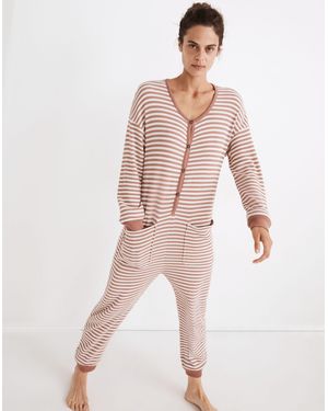 MW Waffle Knit Union Suit One-Piece Pyjamas - White
