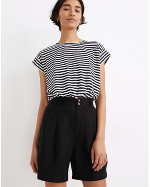 MW Linen Long Pleated Shorts - White