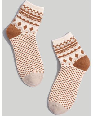 MW Fair Isle Ankle Socks - White