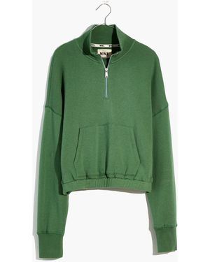 MW L Airyterry Quarter-Zip Supercrop Sweatshirt - Green