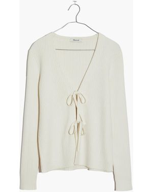 MW Tie-Front Bellemoor Ribbed Cardigan Jumper - White