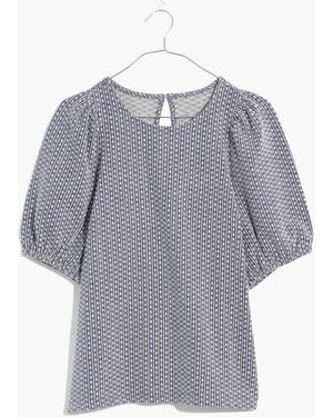 MW Plus Floral Jacquard Puff-Sleeve Tee - Grey