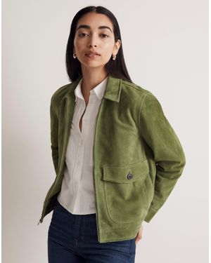 MW Suede Crop Shirt-Jacket - Green