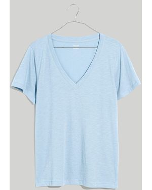 MW Whisper Cotton V-Neck Tee - Blue