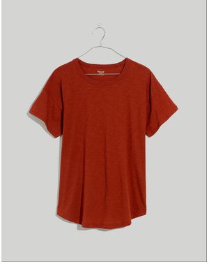 MW Plus Whisper Cotton Rib-Crewneck Tee - Red