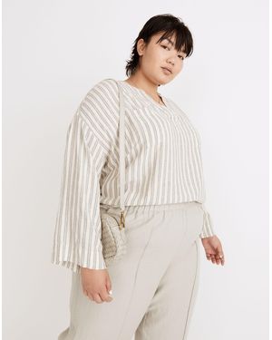 MW Plus Linen-Blend Lakeline Popover Shirt - White