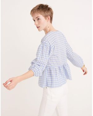 MW Bubble-Sleeve Peplum Top - White