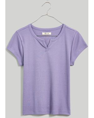 MW Brightside Rib Split-Neck Tee - Purple