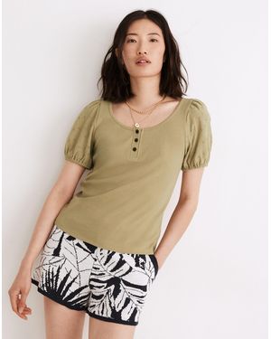 MW Eyelet-Sleeve Henley Top - White