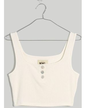 MW L Ribbed Crop Tank - White