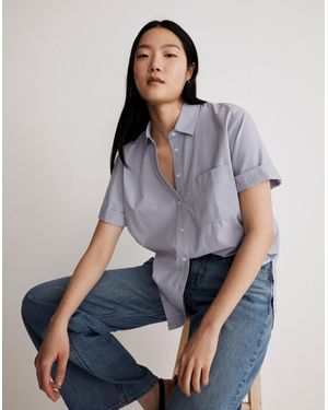 MW Signature Poplin Short-Sleeve Button-Down Shirt - Grey