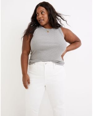 MW Plus Heathered Rib Tank Top - White