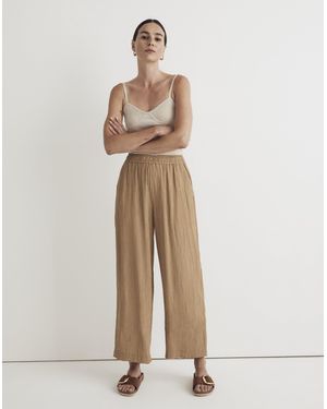MW Crinkled Crepe Straight-Leg Crop Trousers - Natural