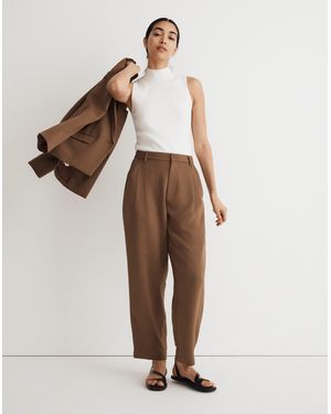MW Pleated Tapered-Leg Trousers - Natural