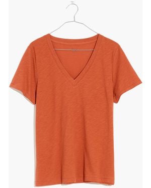 MW Whisper Cotton V-Neck Tee - Orange