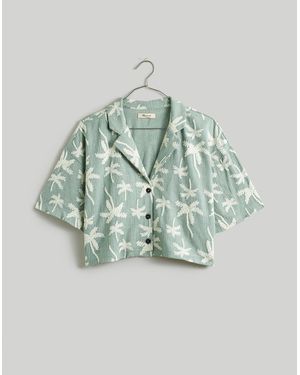 MW Jacquard Button-Front Crop Resort Tee - Multicolor