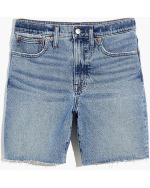 MW Plus High-Rise Mid-Length Denim Shorts - Blue