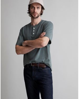MW Textured Cotton Pocket Henley Tee - Gray