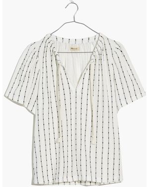 MW Plus Tie-Neck Tunic Top - White
