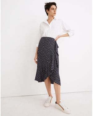 MW Ruffle-Wrap Midi Skirt - White