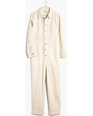 MW Petite Garment-Dyed Relaxed Coverall Jumpsuit - White