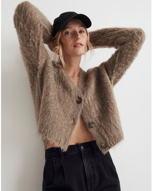 MW Brushed V-Neck Cardigan Jumper - Brown