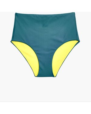 MW Madewell Second Wave Reversible Retro High-Waisted Bikini Bottom - Blue