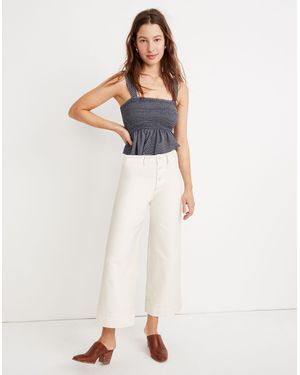 MW Emmett Wide-Leg Crop Pants: Button-Front Edition - White