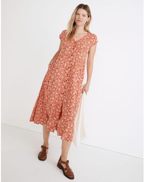 MW Button-Front Midi Dress - White