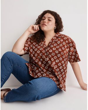 MW Plus Bubble-Printed Button-Up Camp Shirt - Blue