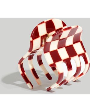 MW Checkerboard Small Claw Hair Clip - Red
