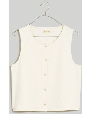 MW Button-Front Crewneck Crop Tank - Natural