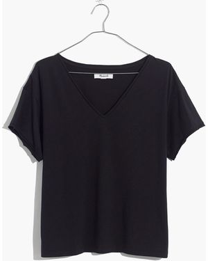 MW Supima&Reg; Cotton Drapey V-Neck Crop Tee - Blue