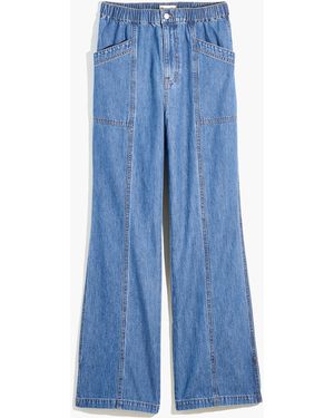 MW Denim Pull-On Loose Flare Trousers - Blue