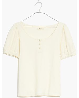 MW Eyelet-Sleeve Henley Top - White