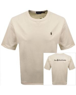 Ralph Lauren Logo Crew Neck T Shirt - Natural