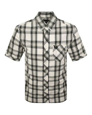 Fred Perry Tartan Short Sleeve Shirt Ecru - Grey