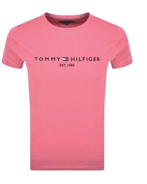 Tommy Hilfiger Logo Slim Fit T Shirt - Pink