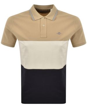 GANT Colour Block Polo T Shirt Evening - Natural