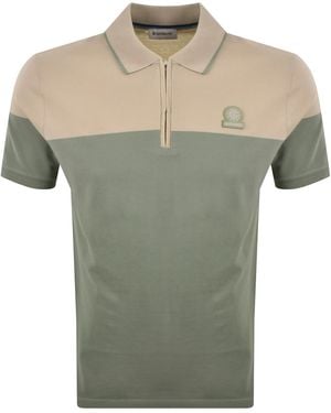 Sandbanks Colour Block Quarter Zip Polo - Green