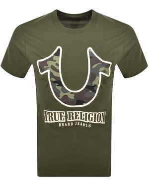 TRUE RELIGION Camo Logo T Shirt - Green