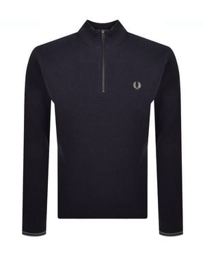 Fred Perry Waffle Stitch Half Zip Jumper in Black for Men | Lyst