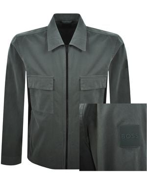 BOSS Boss Lorum Full Zip Overshirt - Green