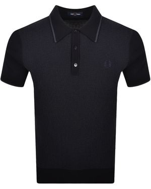 Fred Perry Waffle Knit Polo T Shirt - Black