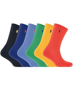 Ralph Lauren 6 Pack Crew Socks - Blue