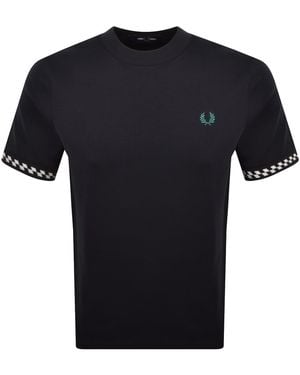 Fred Perry Jacquard Cuff T Shirt - Black