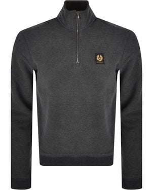 Belstaff Quarter-Zip Cotton-Blend Sweatshirt - Black