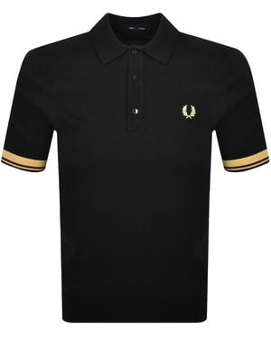 Fred Perry Tipped Knit Polo T Shirt - Black
